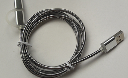 铝合金弹簧管快充USB二合一数据线